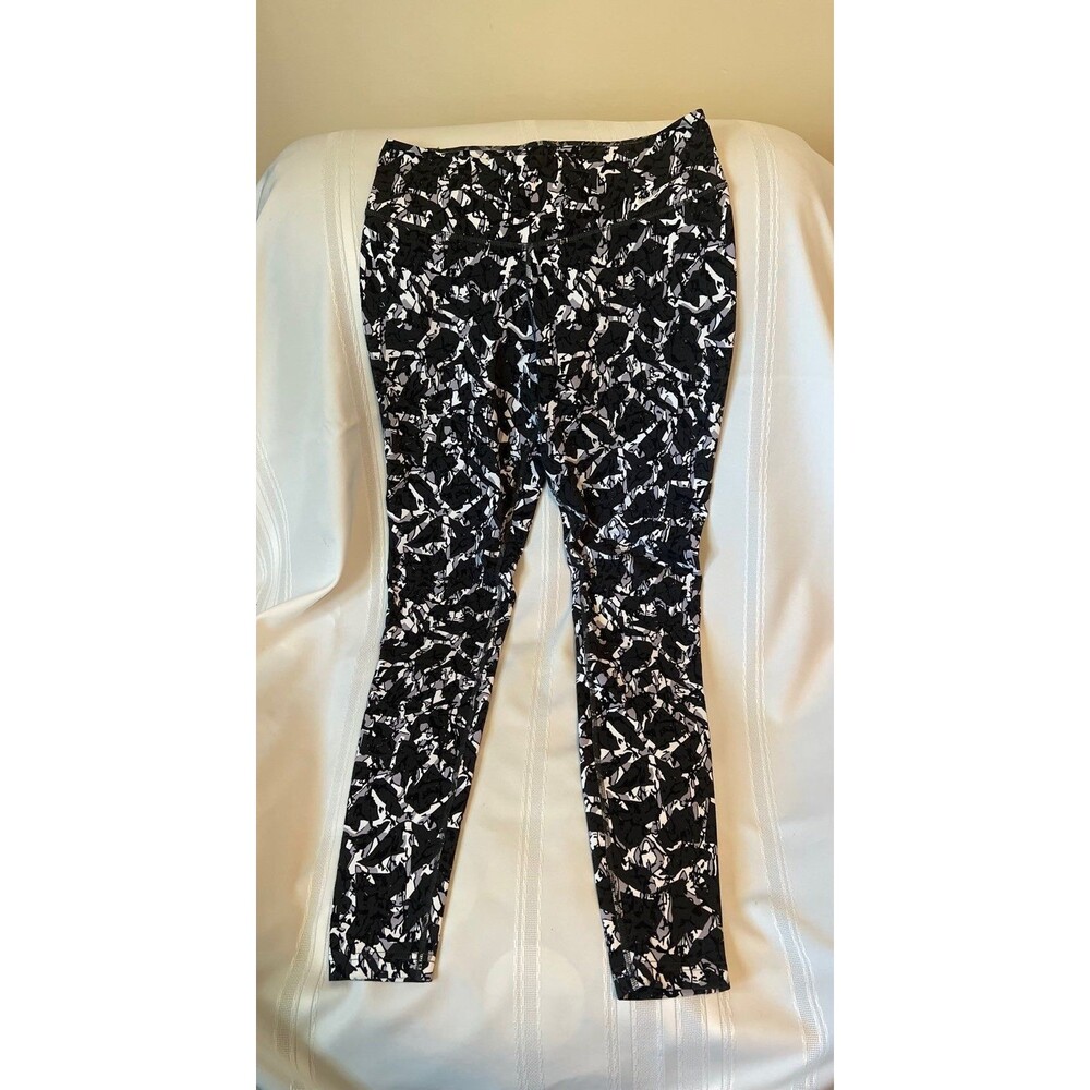 Nike Women's Gray/Black Print Dri Fit Running Activewear Leggings Medium